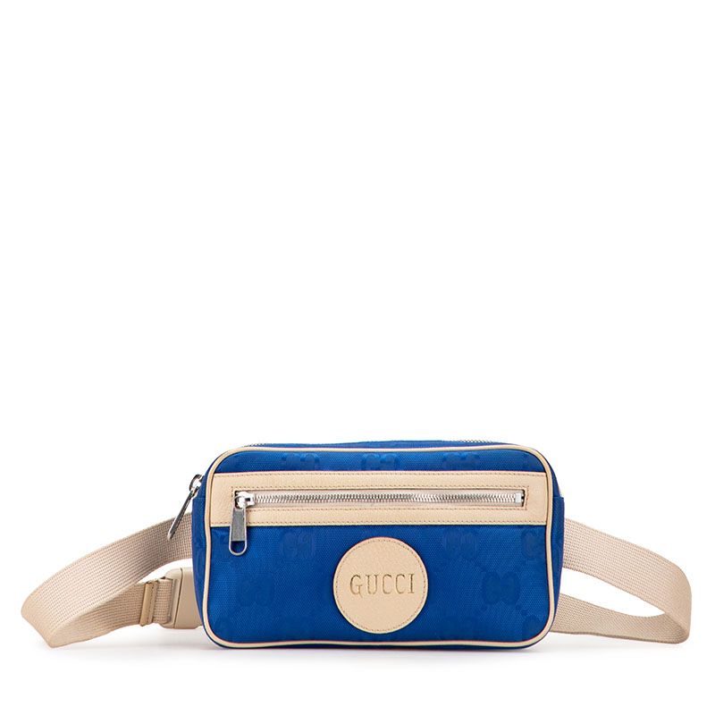 グッチ GGナイロン オフザグリッド ベルトバッグ ボディバッグ 631341 ブルー ベージュ ナイロン レザー メンズ GUCCI 1-0224139