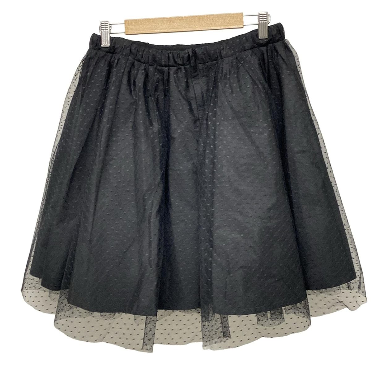 COACH コーチ スカート サイズ4 S レディース - 黒 ひざ丈 チュール ドット柄