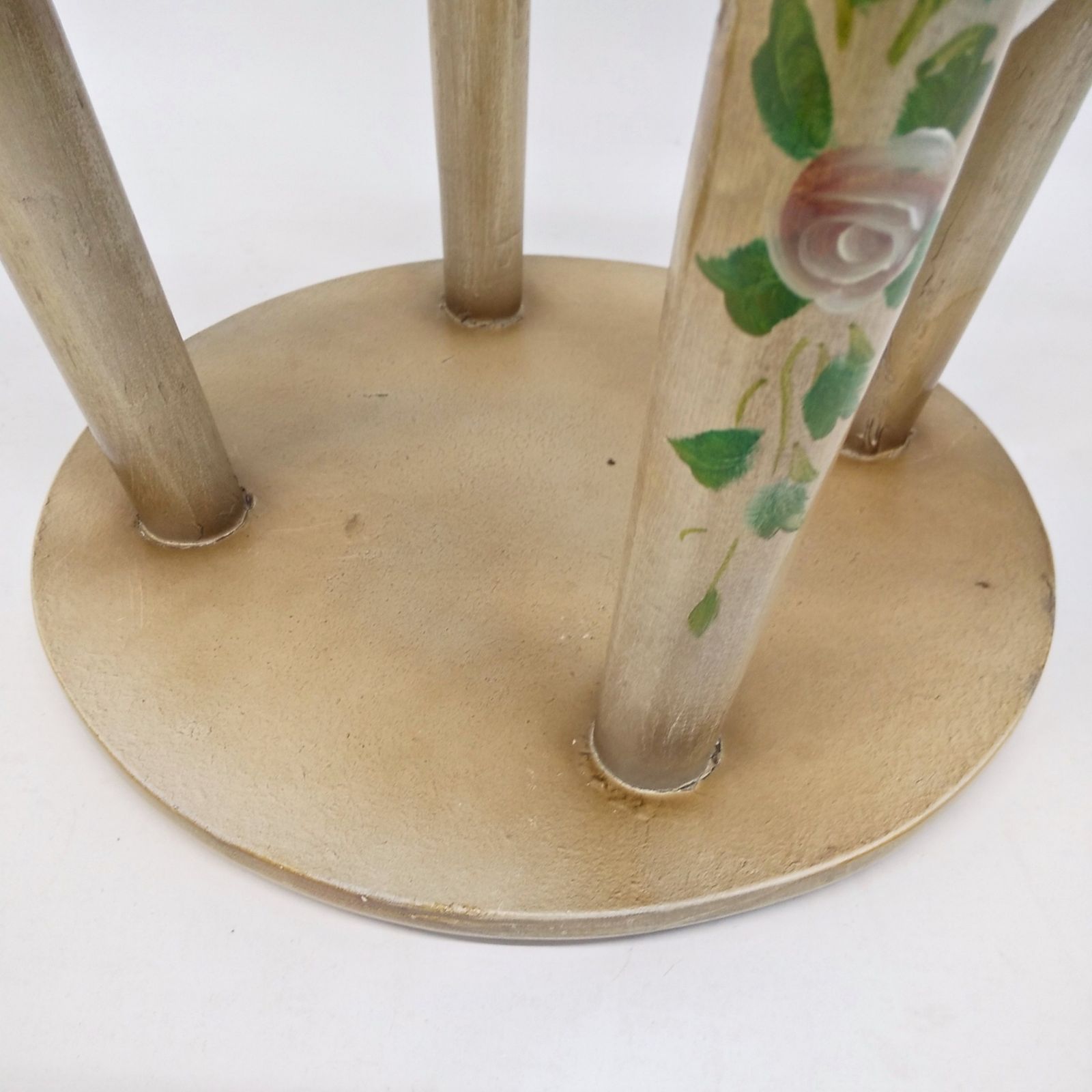 木製スツール トールペイント 花柄 椅子 高さ60.5cm 直径30cm フラワー