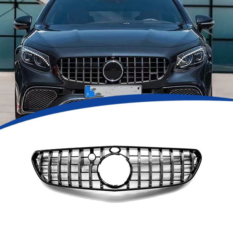 カーグリル メンズ用 2015-2017年メルセデスSクーペ W217 S63対応 GTスタイル 縦条グリル ABS製 タイプLMQ993