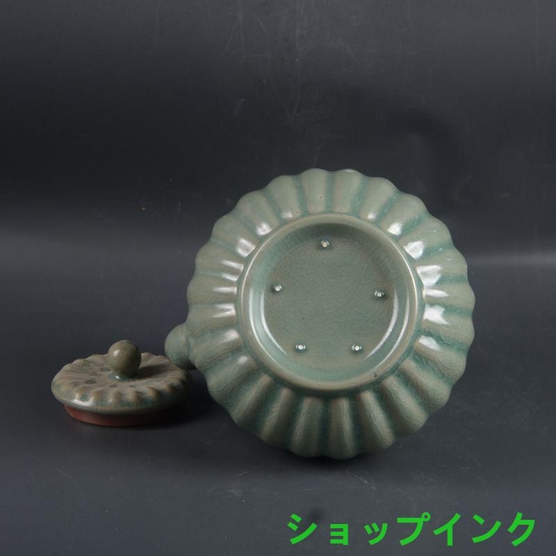 汝窯瓜稜紋提梁壺 茶壺 景徳鎮 茶道工芸品 美術品 置物 汝窯瓜稜紋提梁壺 茶壺 景徳鎮 茶道工芸品 美術品 置物 - メルカリ