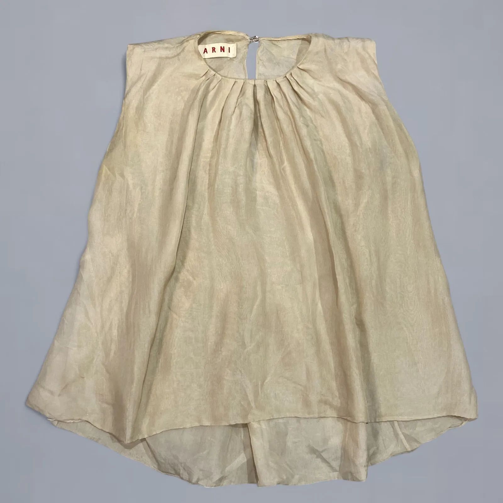 マルニ MARNI ノースリーブ シルク ブラウス トップス 38 ベージュ 