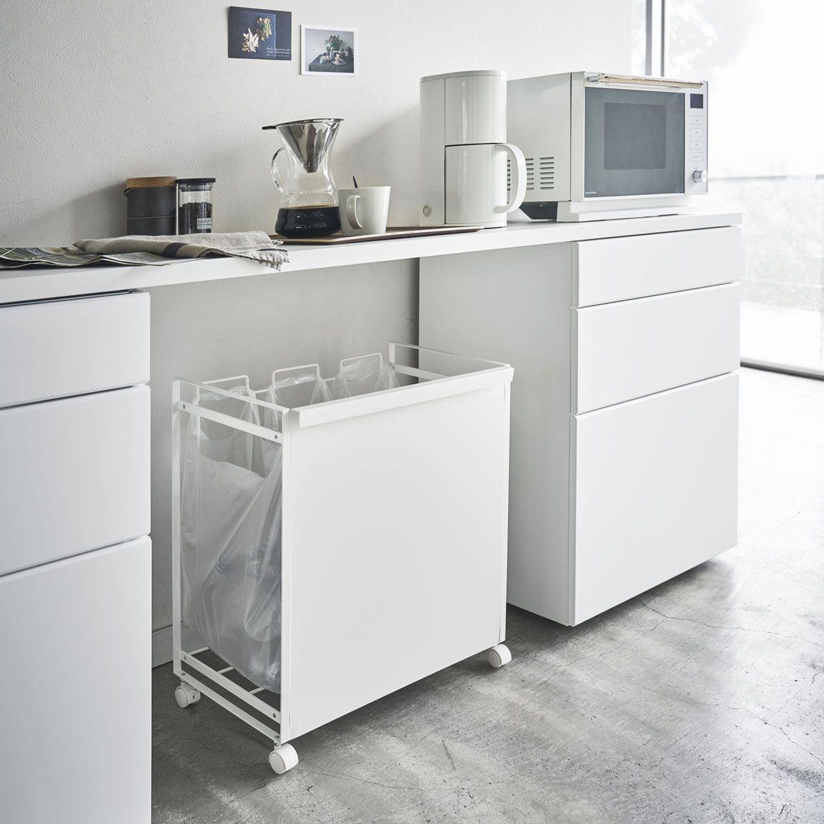 山崎実業 tower タワー 目隠し分別ダストワゴン 3分別 ホワイト SPORTUS