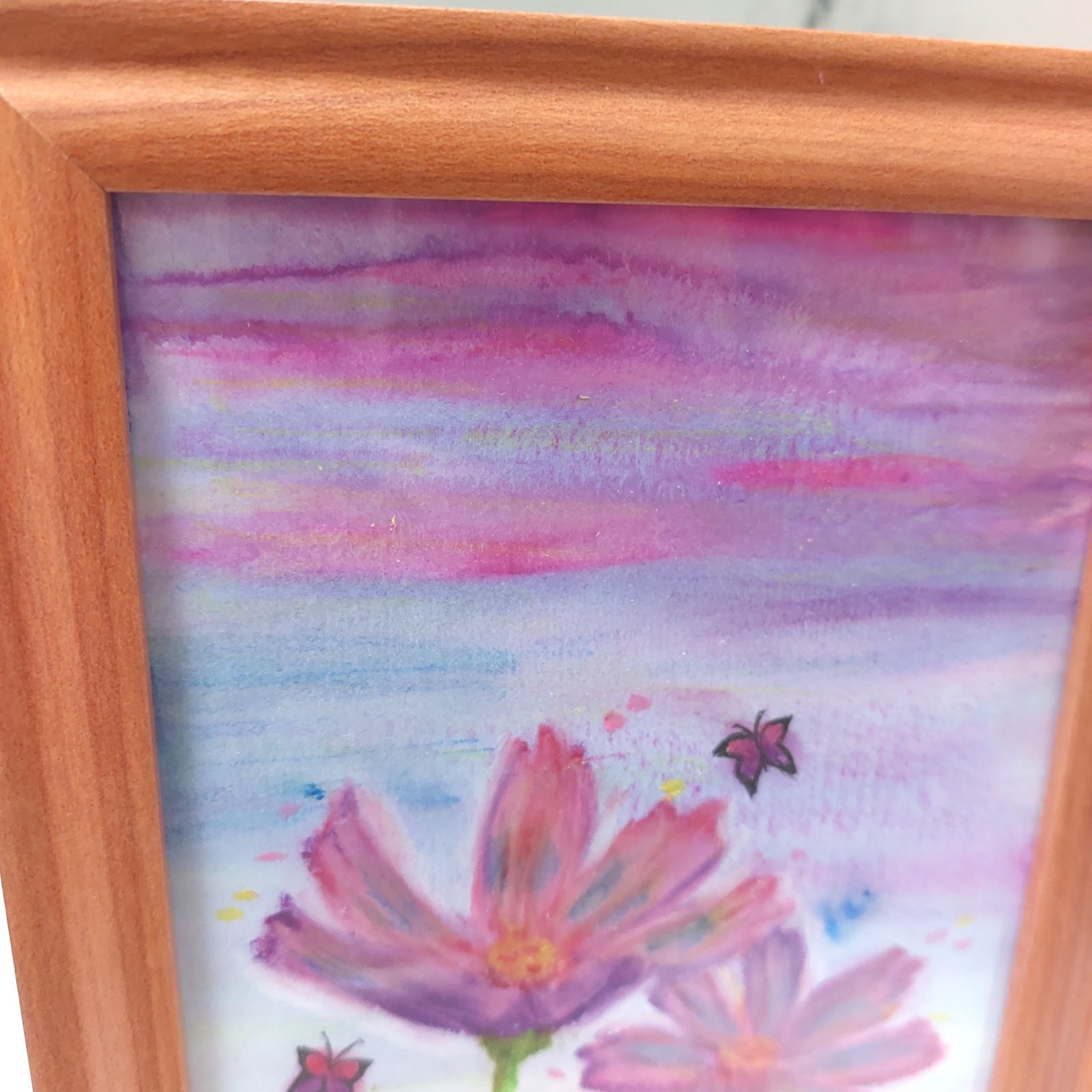 コスモスと気球　アクリル原画 コスモスと気球 アクリル原画 コスモスと気球 アクリル原画 SUZUHIRO on X: