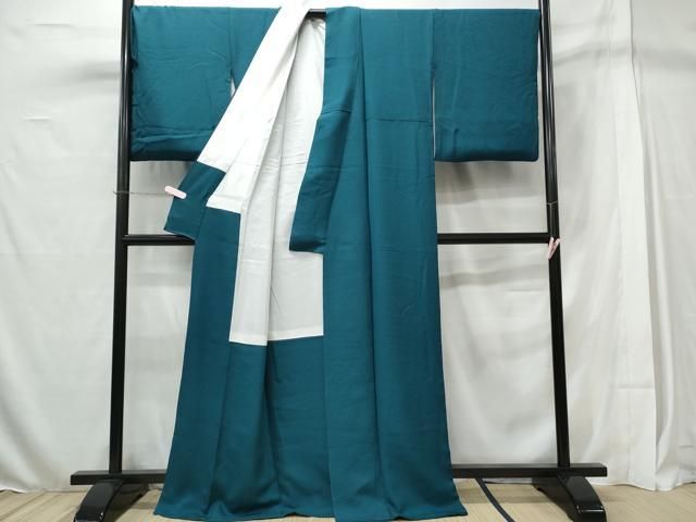 平和屋着物○上質な色無地 舞花地紋 千草色 正絹 逸品 CAAX4450ut