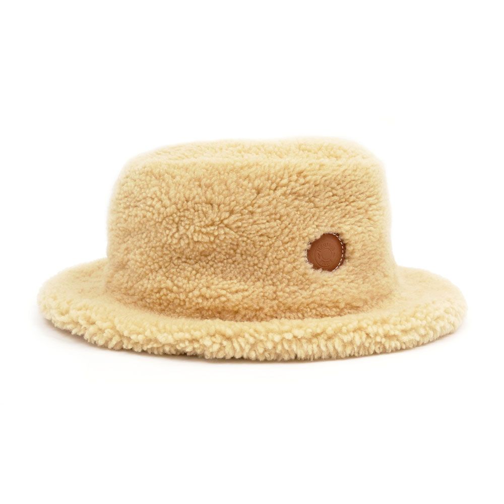 名東 エルメス フォーブ ムートン バケットハット 帽子 ベージュ系 サイズ58 小物 レディース 女