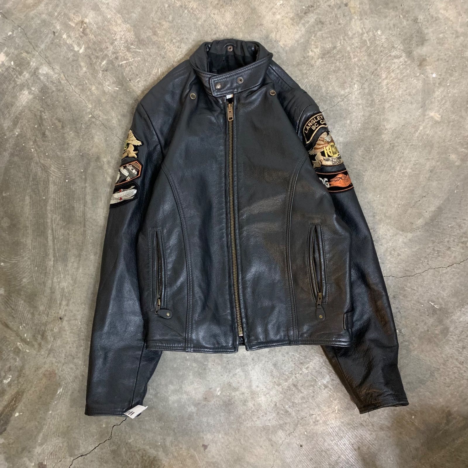 ハーレーダビットソン シングルライダースジャケット スカルデザイン 反射材付き ハーレーダビットソン シングルライダースジャケット スカルデザイン