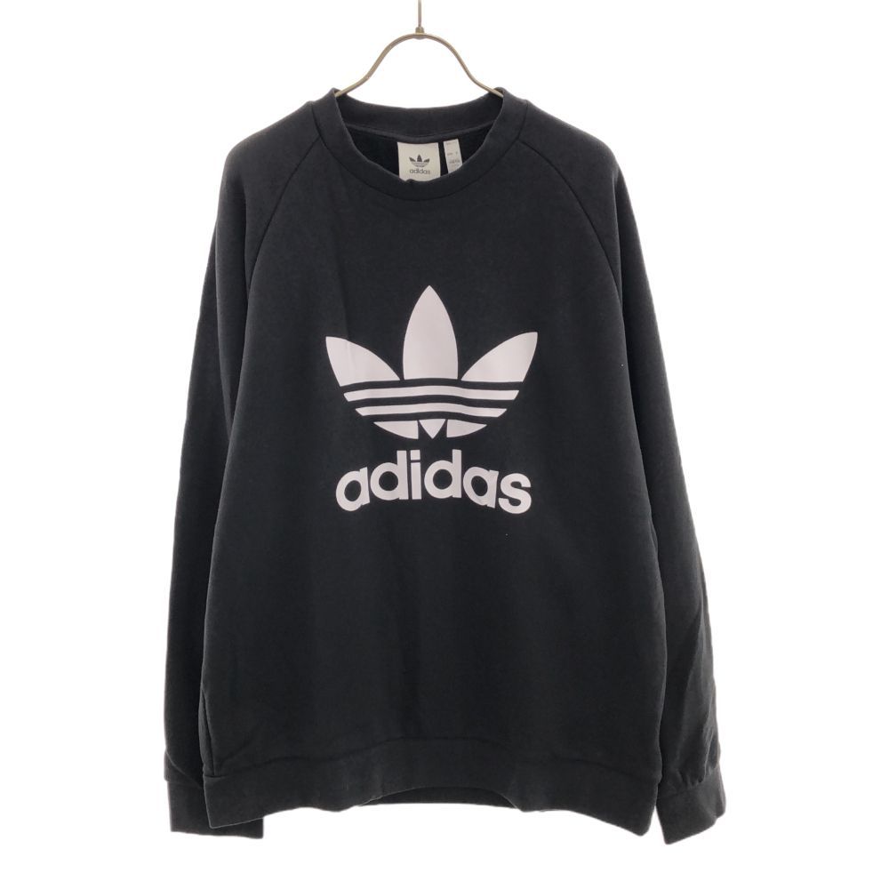 未使用 アディダス トレフォイルロゴ 長袖 スウェット トレーナー 2XO ブラック adidas ビッグサイズ メンズ 古着 【240305】