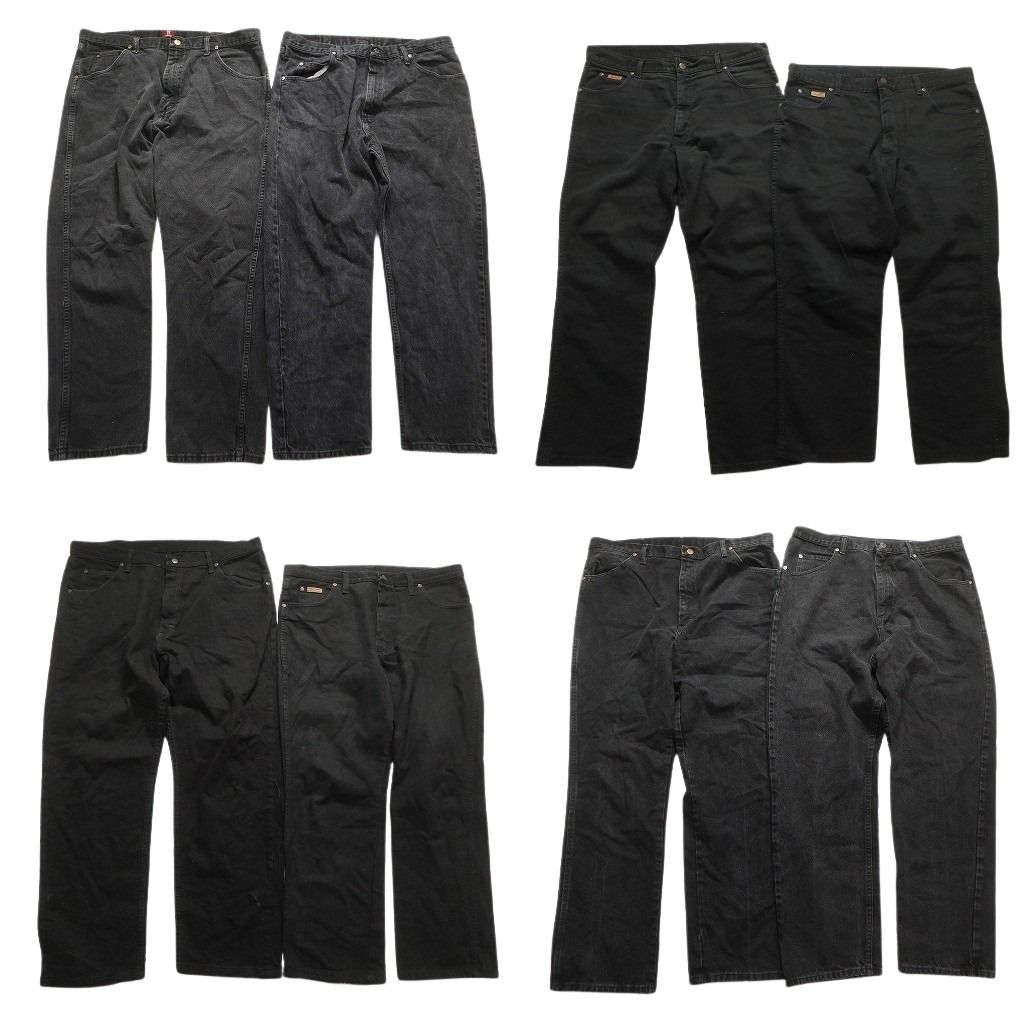 古着卸 Wrangler ラングラー ブラックデニム パンツ 8枚セット メンズ 40 |38 フェード アメカジ 革パッチ 古着 NA5894