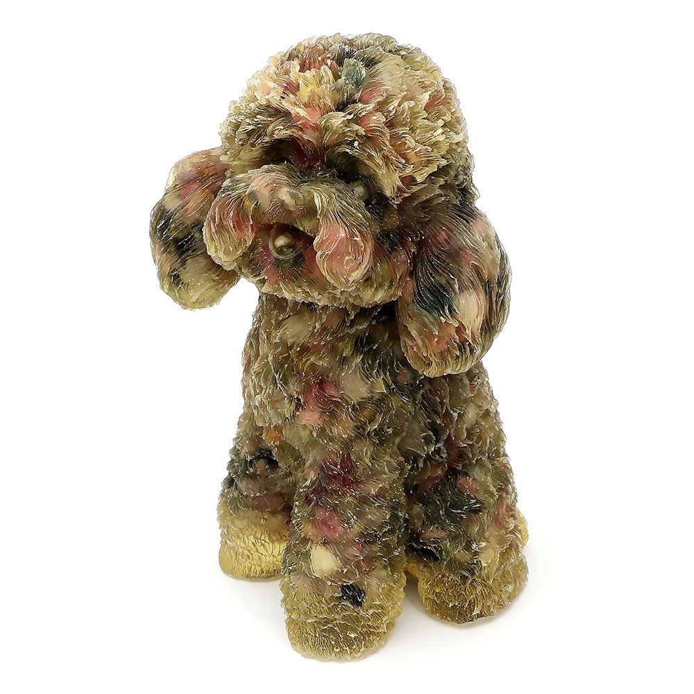 天然石 置物 パワーストーン 犬 トイプードル トルマリン 置物 犬（縦約10.5cm×横約6.5cm）