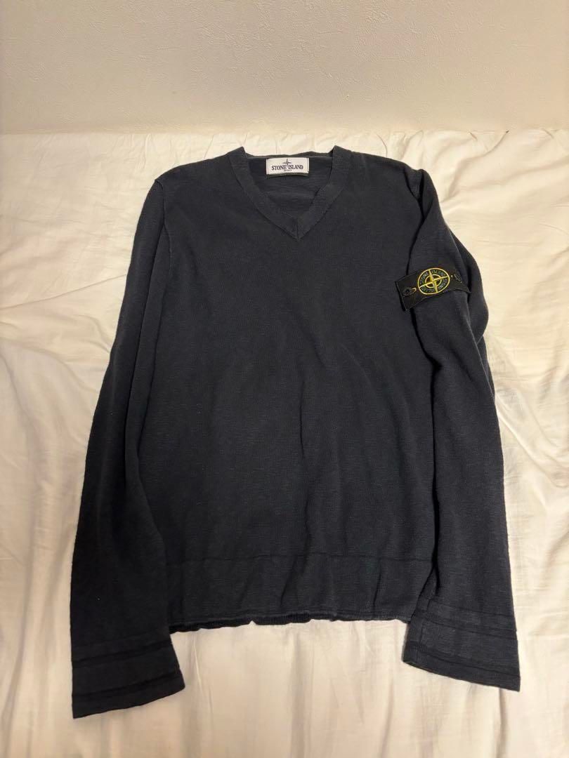 STONE  ストーンアイランド Vネックニット ウォッシュ加工 STONE ISLAND ストーンアイランド Vネックニット ウォッシュ加工