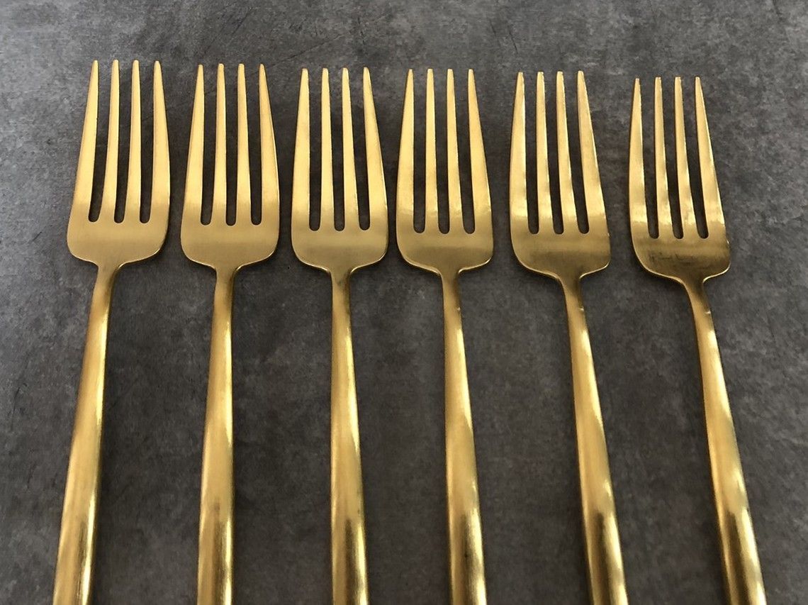 アウトレット品 Cutipol クチポール MOON マットゴールド デザートフォーク 6点セット