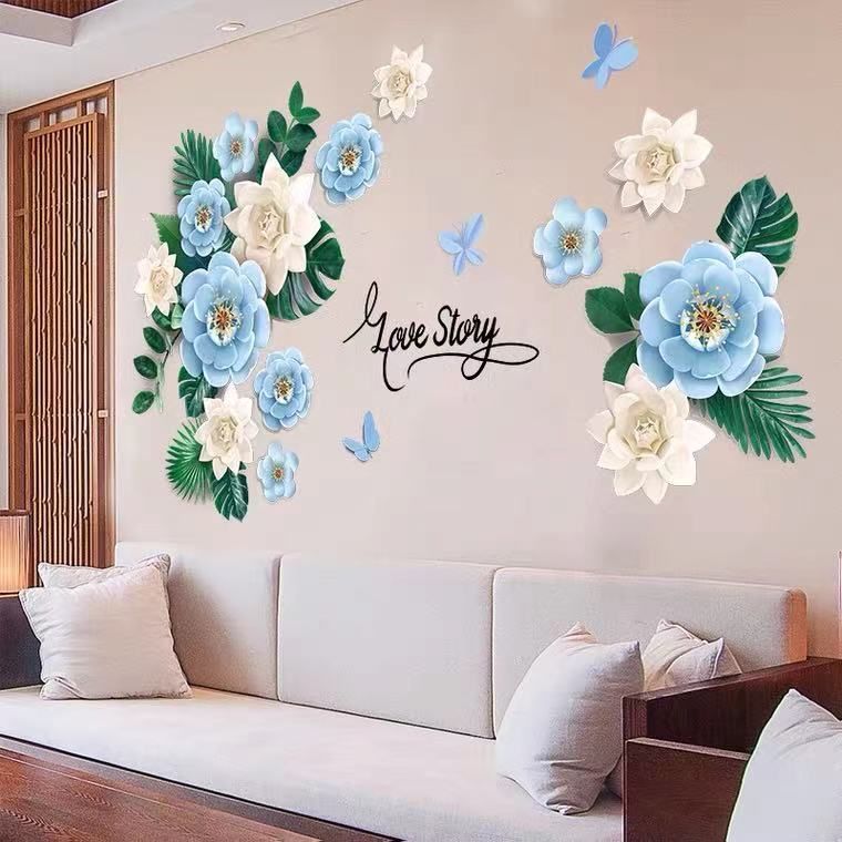 NO.65） DIY剥がせる 壁飾り ウォールステッカー 立体感青い花 - メルカリ