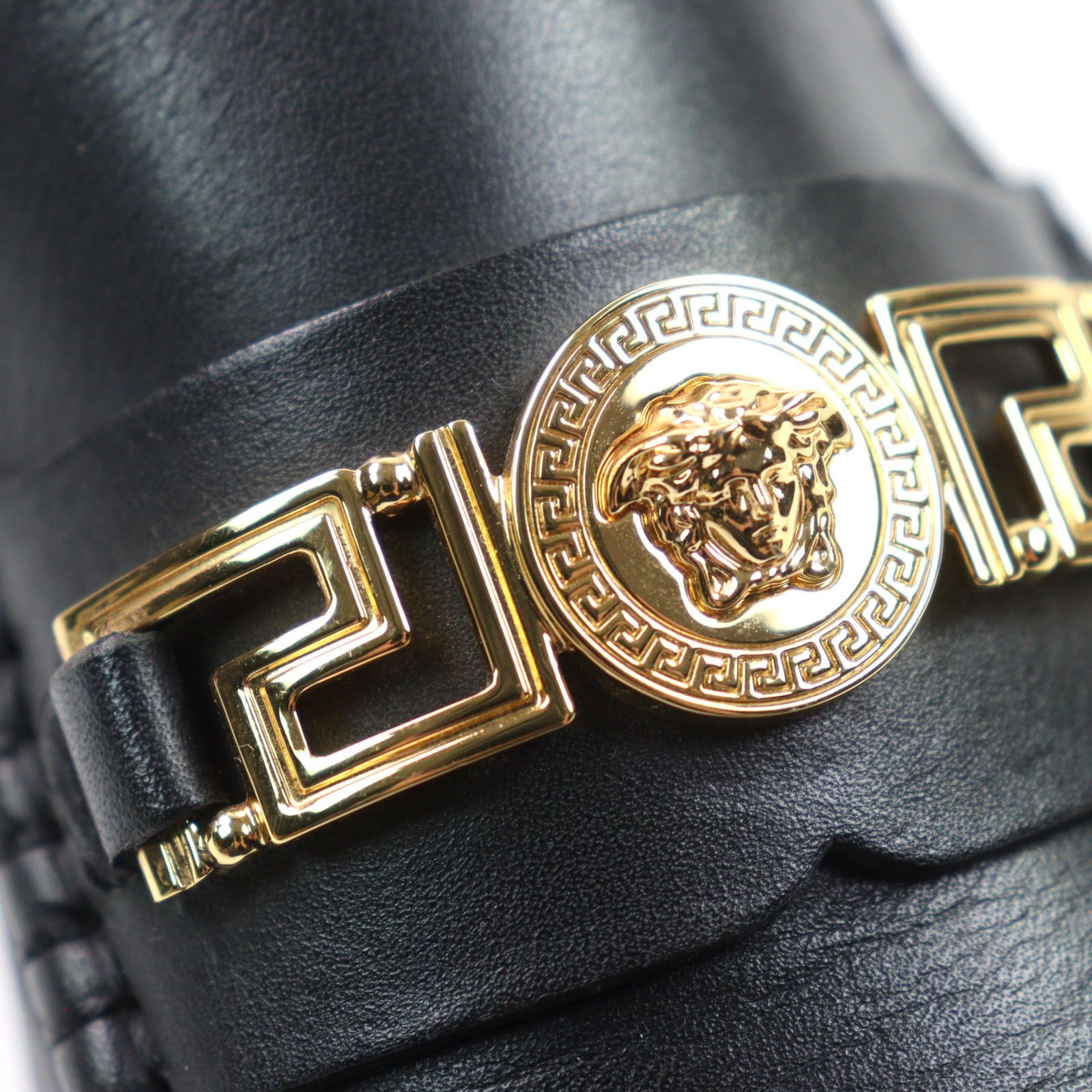 ○★新品 未使用 VERSACE グレカ メデューサ ローファー ドンドン見直し】美品○VERSACE ヴェルサーチ レザー メデューサ