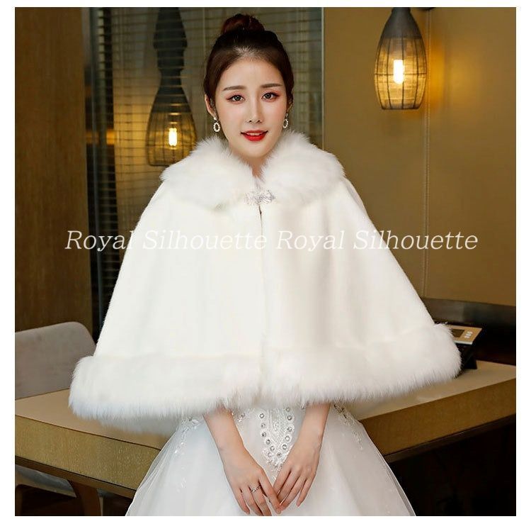 ショール ケープ ファー フェイクファー ホワイト 白 結婚式 花嫁 二次会 パーティー ウェディング フェミニン ガーリー お呼ばれ 食事会 豪華 プリンセス 森ガール 冬 コート