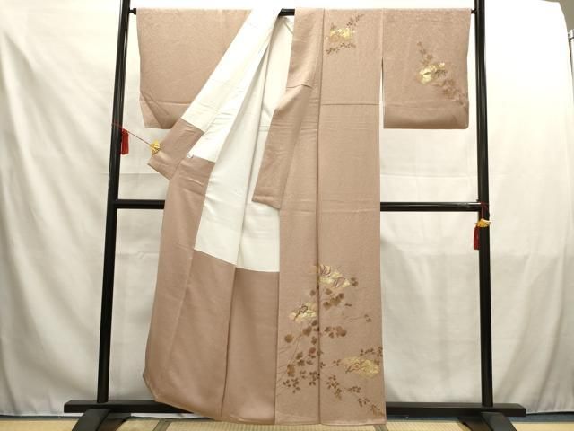 平和屋着物○紬 訪問着 遠山文 正絹 逸品 AAAU0025np