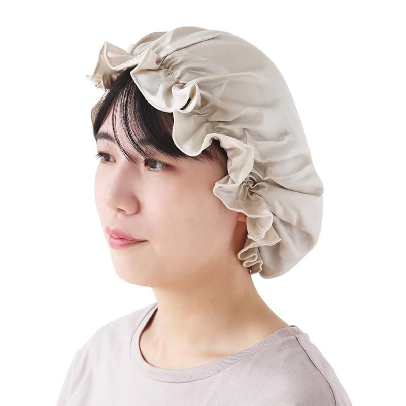 絹屋 ナイトキャップ シルク 100% 黄金色 F5154 ロングヘア ゴム付 ヘアキャップ 快眠グッズ 枝毛防止 保湿 美髪 日本製 1