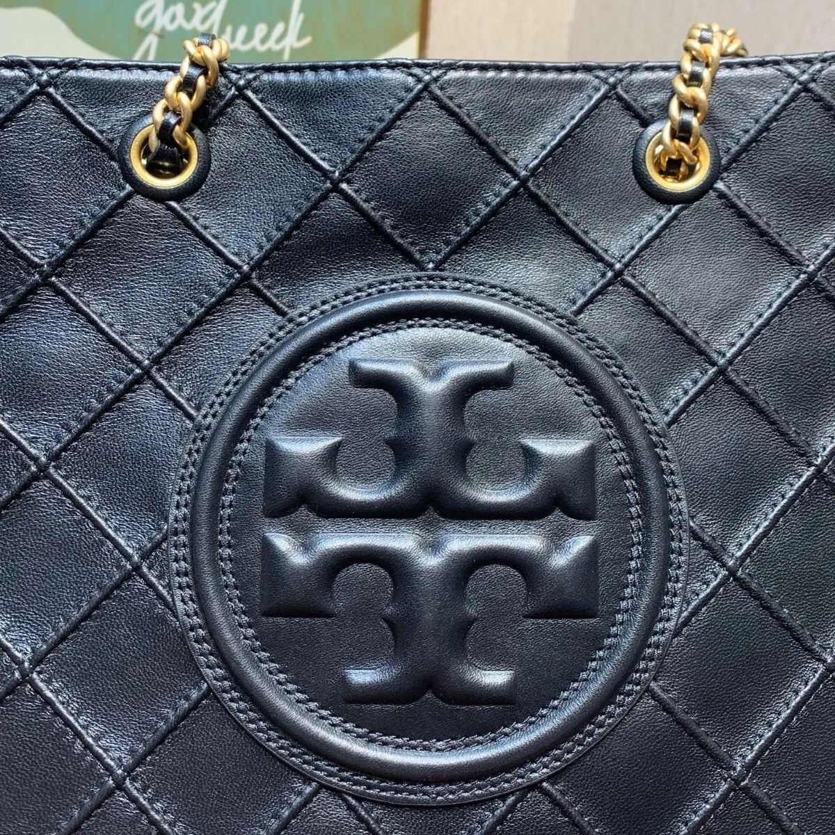 TORY BURCH 中型 トートバッグ ブラック シープスキン トートバッグ ショルダーメッセンジャーアウトレット品　大容量 #152337