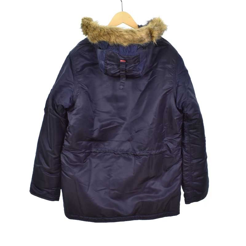 シュプリーム SUPREME 16AW Arc Logo N-3B Parka アーチロゴ パーカー フライトジャケット フェイクファー S 紺  ネイビー ■GY18