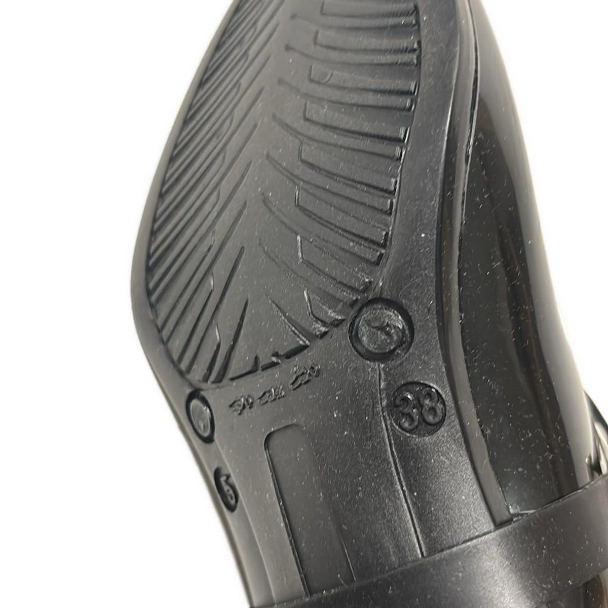 【入荷極小！新作】JIMMY CHOO(ジミーチュウ) レインブーツ 38 レディース - 黒 インソール取外し可 子供 ゴム靴