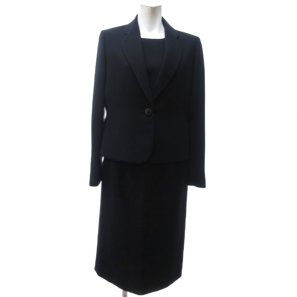 SOIR PERLE 東京ソワール ブラックフォーマル スリーピース ジャケット スカート 黒 ブラック 9 約M