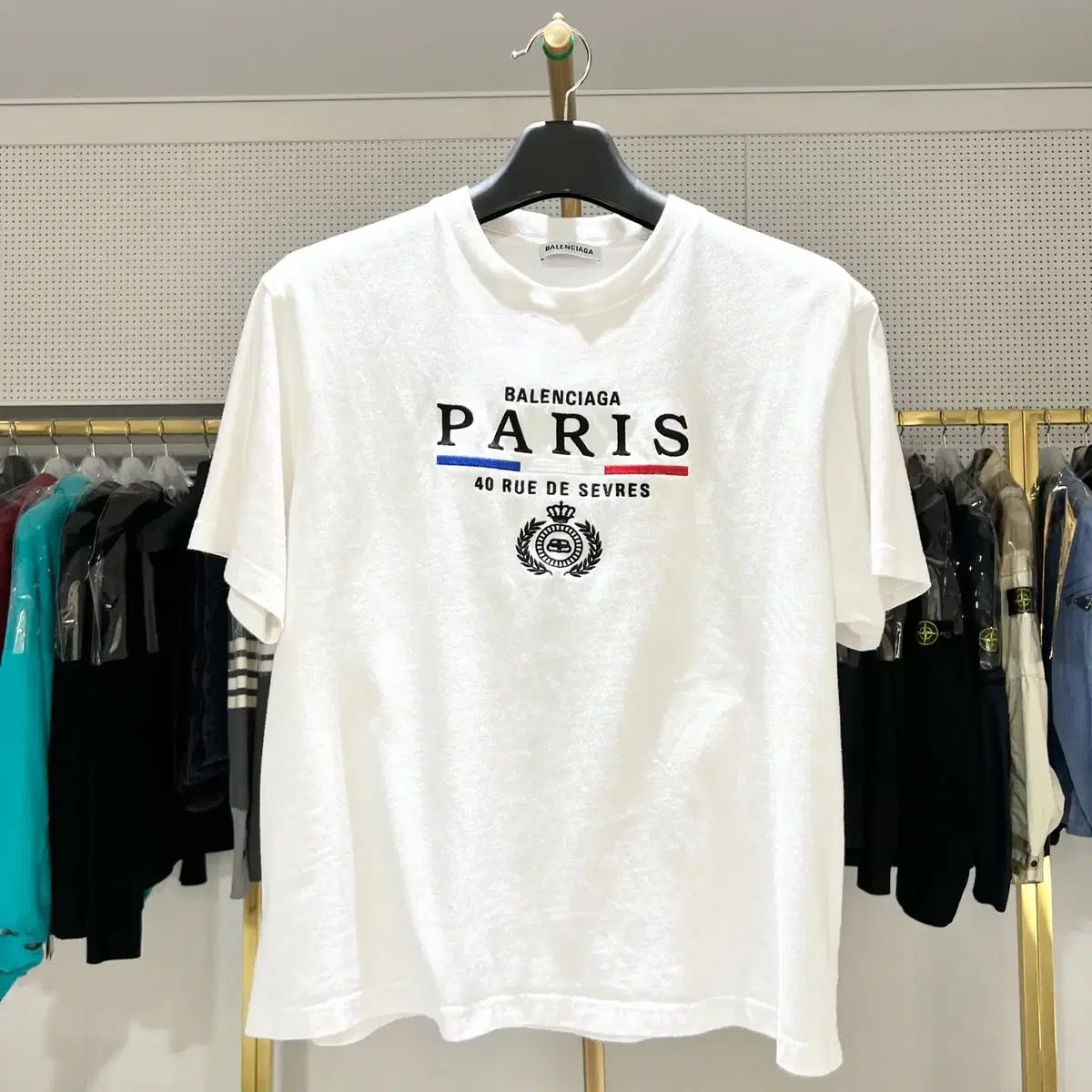 【雷市場（ポンジャン）商品韓国直送】 正規品 M BALENCIAGA(バレンシアガ) パリ 刺繡 ロゴ 半袖