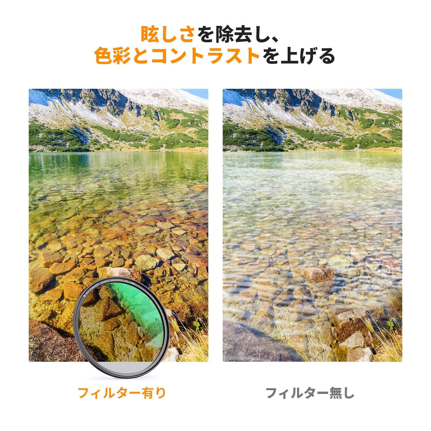  K F CONCEPT 52 mm 磁気アダプターリング CPL ND 8 64 マグネットレンズキャップ 5点セット NDフィルター PLフィルター 磁気吸着 装着便利 フィルターケース付属 両面28層ナノコーティング 撥水防汚 キズ防止 NANO X シ その他 カメラ