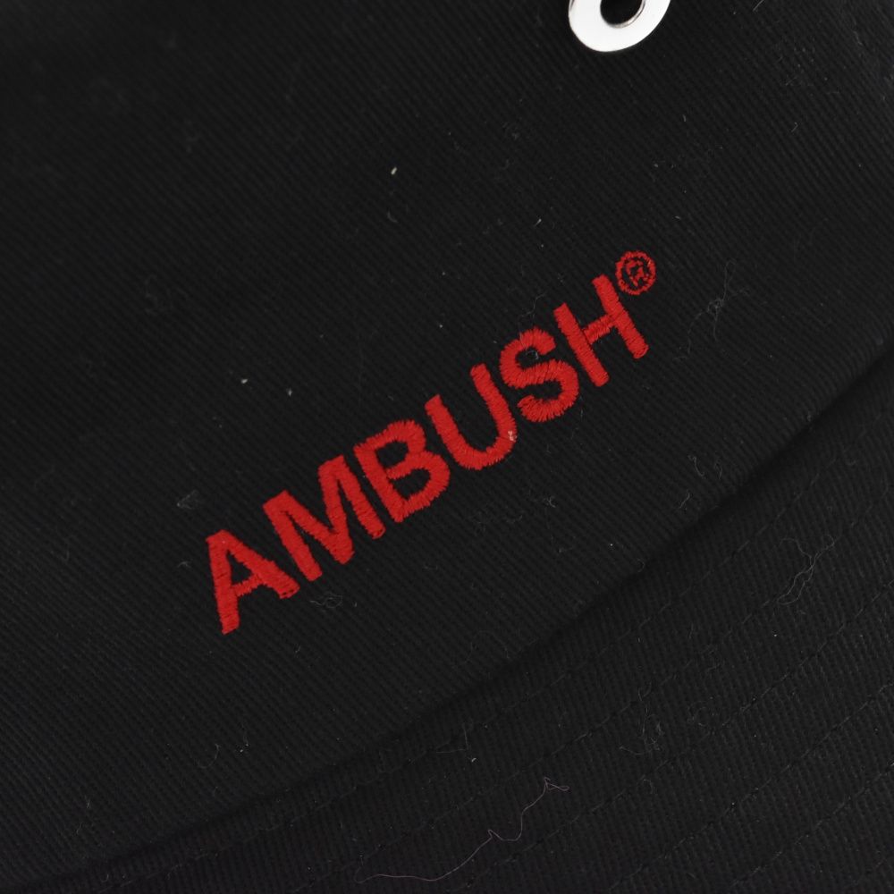 AMBUSH (アンブッシュ) ロゴ刺繍コットンバケットハット ブラック 