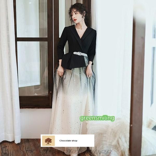 ロングドレス 演奏会 ピアノ 発表会 5分袖付き 袖あり ファスナー フェミニン エレガント大きいサイズ 大人 母親 結婚式 体型カバーWP数量 価格926