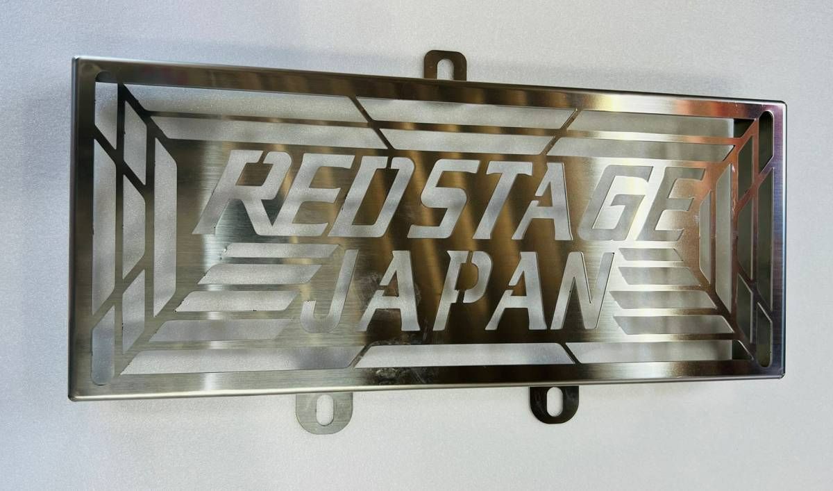 REDSTAGE ゼファー400 ゼファー400x オリジナル 純正オイルクーラーカバー Aタイプ 鏡面ステンレス REDSTAGEJAPAN ロゴ入り レッドステージ
