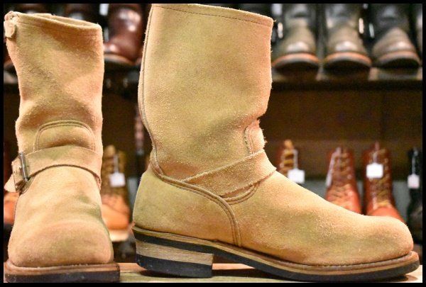 8 D PT 99プリント 旧シルエット 04年 レッドウィング 8268 スエード エンジニア スチールトゥ ベージュ ブーツ redwing FI 528