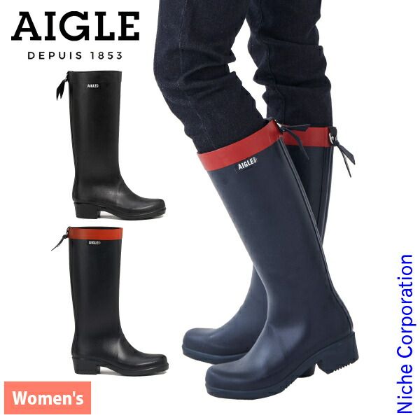 エーグル レディース ミリカ ラバーブーツ ZZFNB66 002 マリン 22.5cm