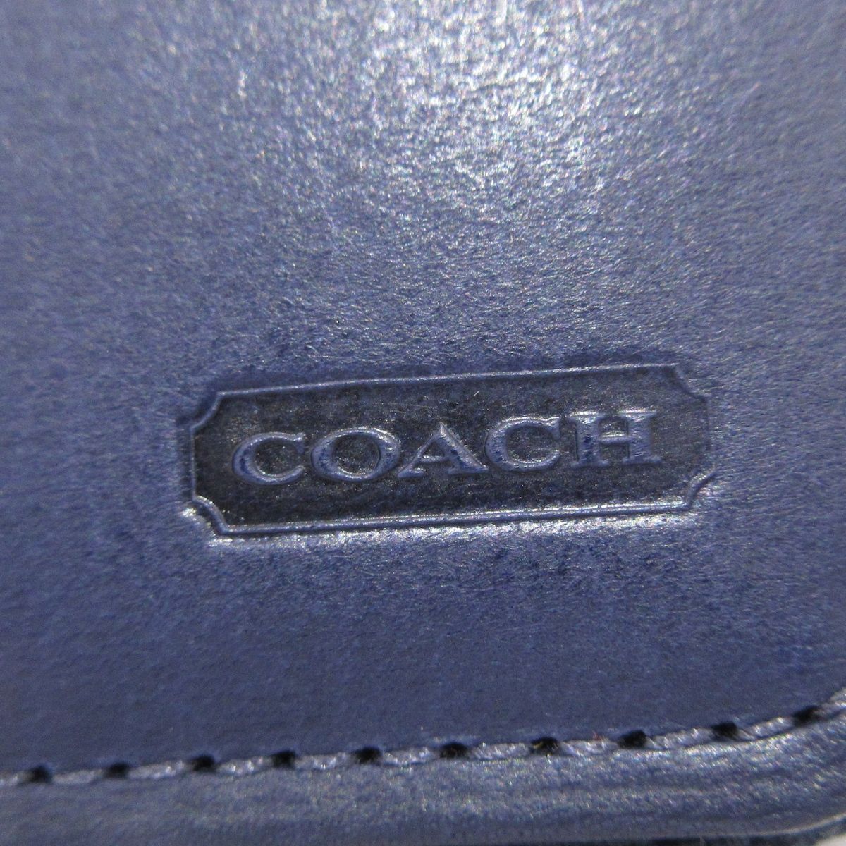 【美品】COACH 2つ折り財布 レザー ミッドナイト ダークネイビー コーチ 二つ折り財布 / MEDIUM CORNER ZIP WALLET