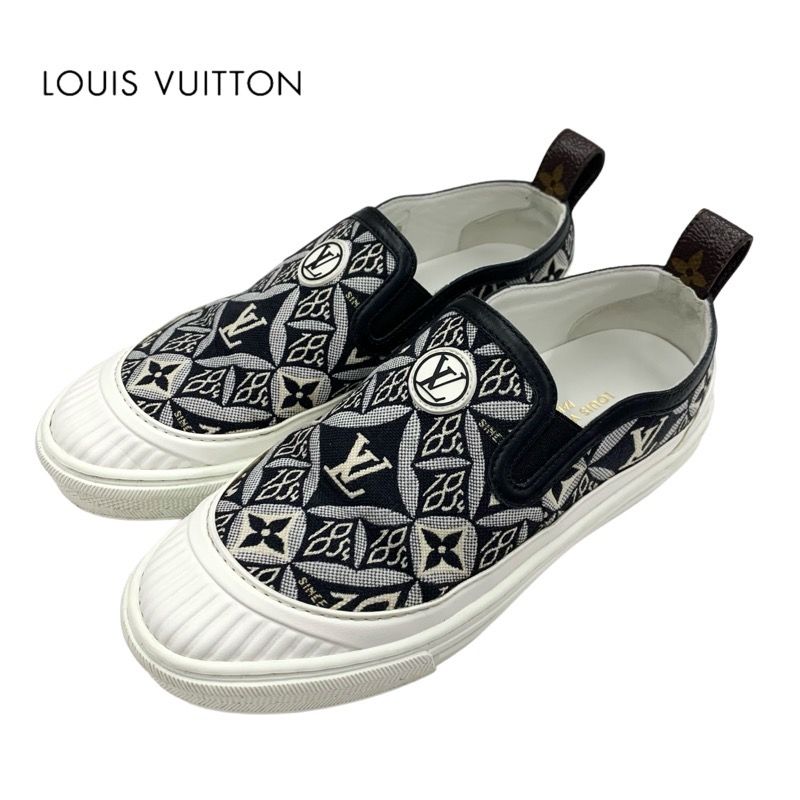 ルイヴィトン LOUIS VUITTON プレイタイムライン モノグラム スニーカー 靴 シューズ ファブリック レザー ブラック ホワイト 黒 ロゴ  スリッポン 1854 - メルカリ