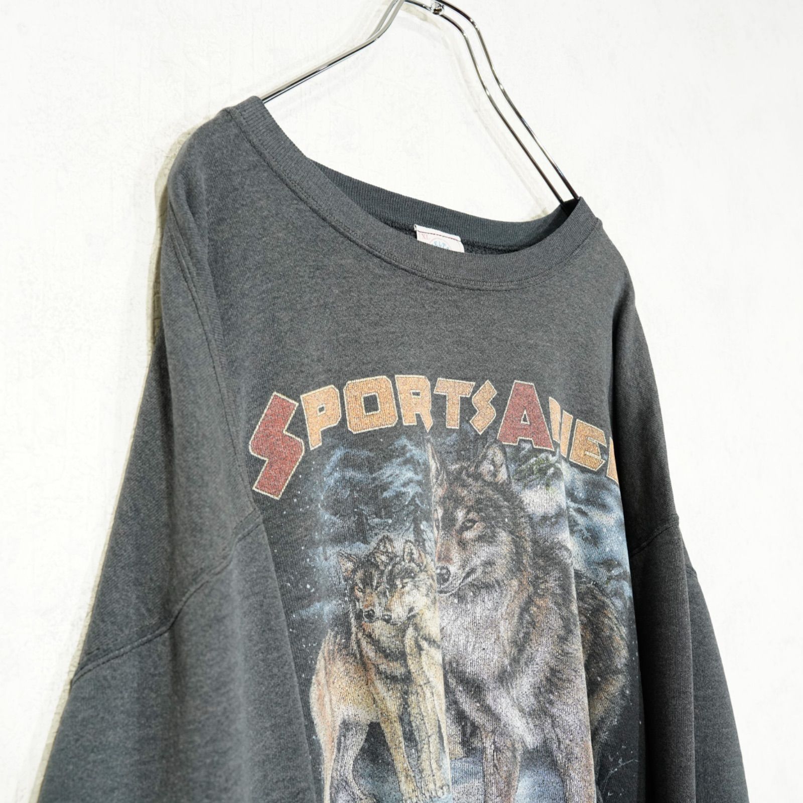 90's USA VINTAGE DELTA WOLF PRINT DESIGN SWEAT SHIET/90年代