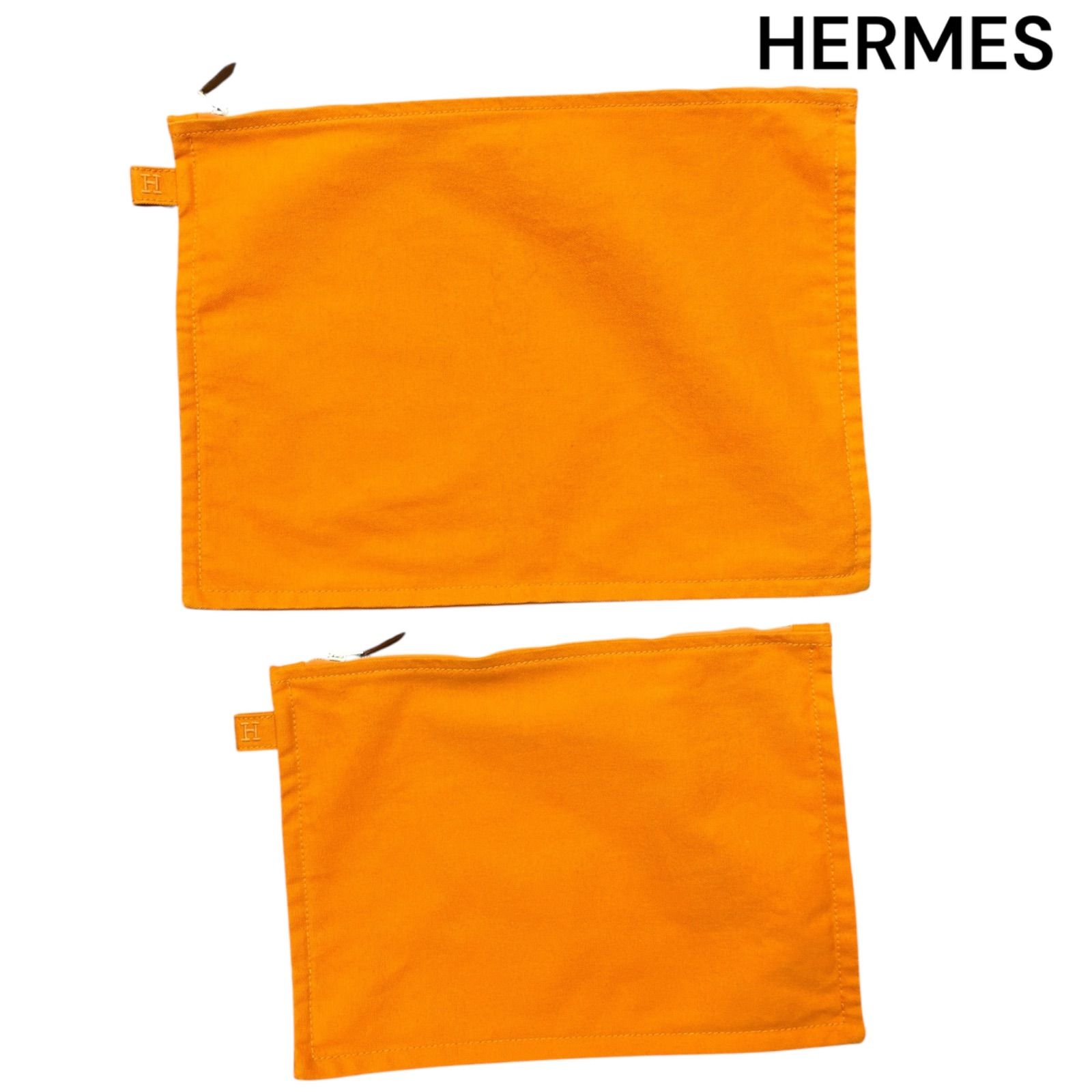 エルメス HERMES 定番オレンジカラー ボラボラポーチ 2個セット 