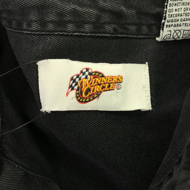 【中古】Winner's Circle 長袖シャツ サイズM 黒 刺繍ロゴ[91]