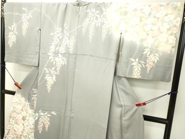 平和屋着物□上質な色無地 作家物 草木南天染 南天地紋