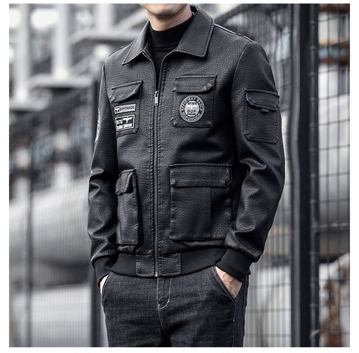 ライダースジャケット メンズ レザージャケット 刺繍 バイク用 アウター 秋冬 革ジャン 厚手 スリム おしゃれ ４色 ブラック L レザージャケット ライダースジャケット メンズ バイク用 刺繍 スリム
