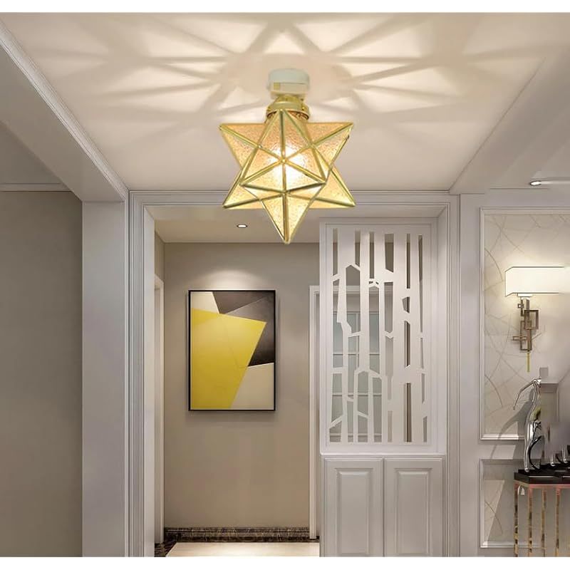 KY LEE シーリングライト 1灯 照明器具 間接照明 ガラス アンティーク レトロ ガラス 星 星形 星型 寝室 内玄関 トイレ おしゃれ照明 北欧 ダイニング用 食卓用 ベッドルーム 北欧 デザイン 1 NEXPOTALLINN_EU