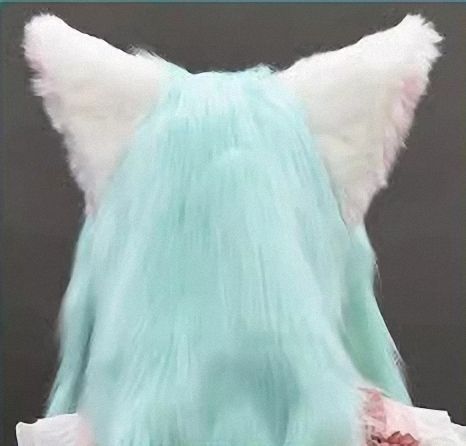着ぐるみヘッド 猫 白と白緑 全頭ヘッド ケモノ マスク ファー