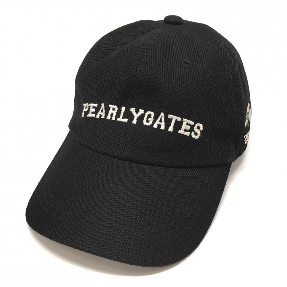 SALE20％OFF【美品】パーリーゲイツ キャップ 黒×白 ロゴ刺しゅう M ゴルフウェア PEARLY GATES