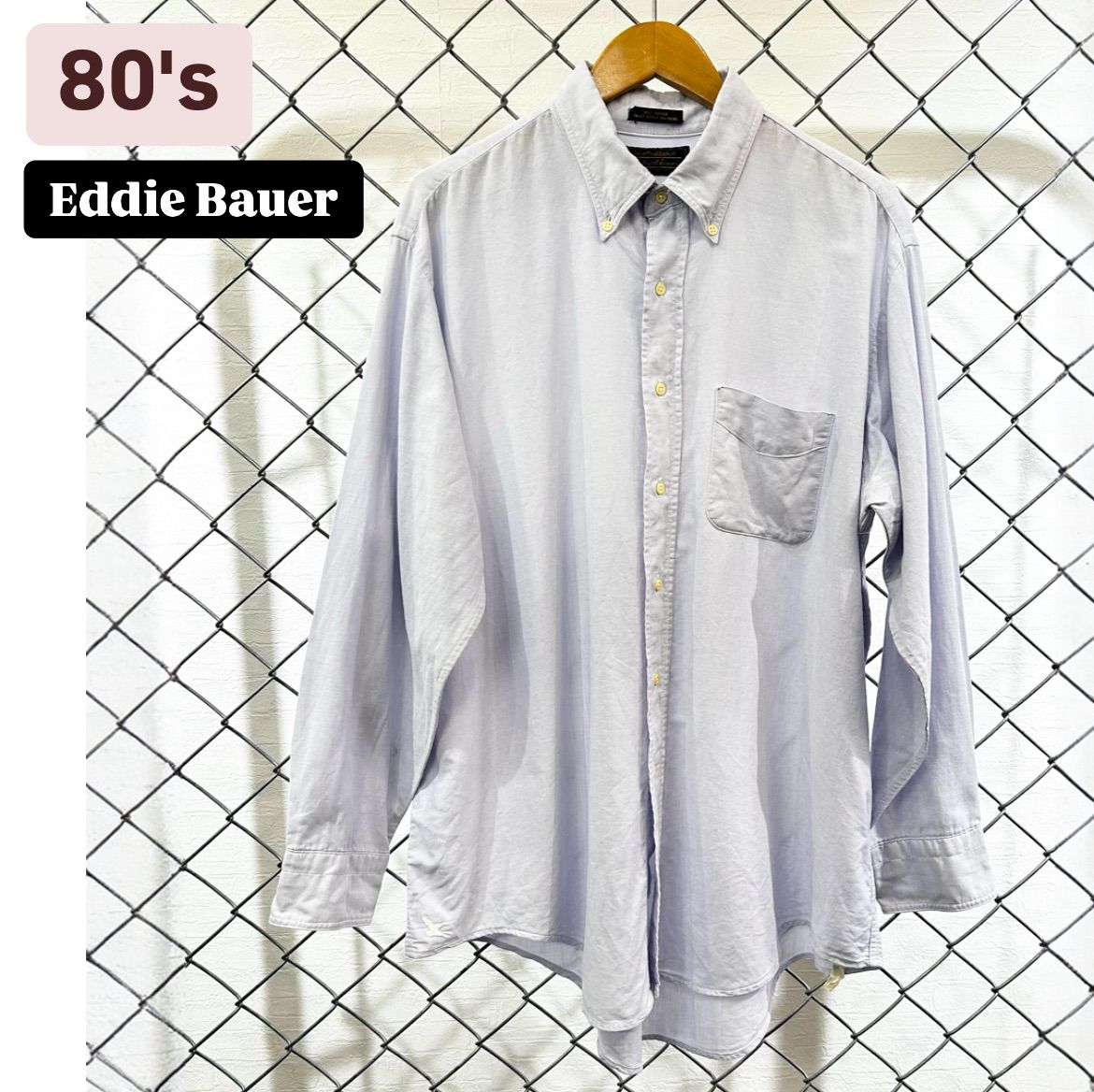 80s Eddie Bauer buttondown Oxford shirt 黒タグ アメリカ製 80年代 エディーバウアー ボタンダウン シャツ オックスフォードシャツ メンズ 古着 ヴィンテージ 古着 アメリカ古着 アメカジ ファッション