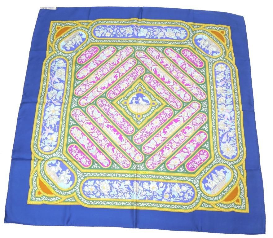 エルメス HERMES スカーフ カレ90 カラムダン QALAMDAN ブルー系