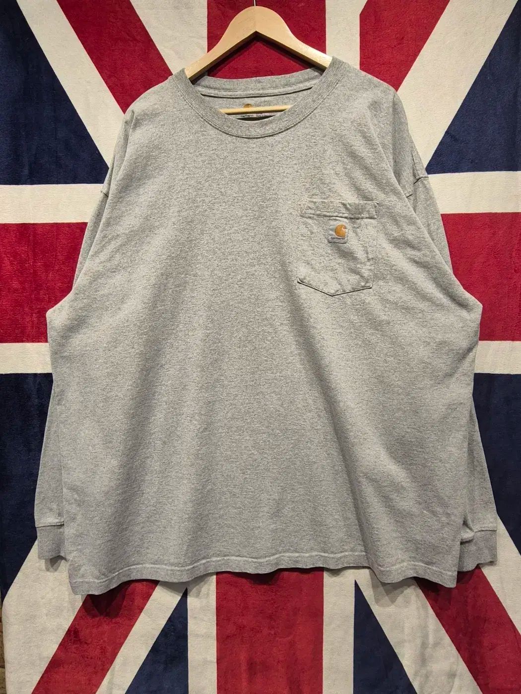 【雷市場（ポンジャン）商品韓国直送】 3XL 4XL Carhartt(カーハート) オーバーサイズ ポケット 長袖Tシャツ グレー