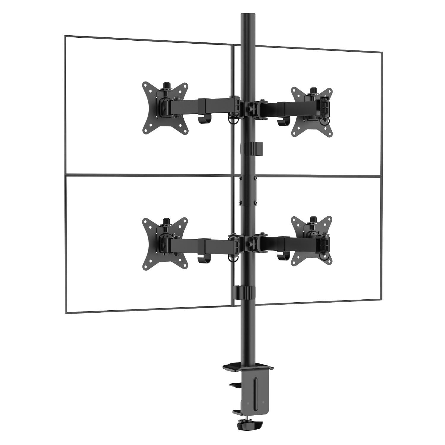 グリーンハウス モニターアーム 4画面 17~32インチ対応 耐荷重各9kg 計36kg 4軸 3年 GH-AMDN4-BK