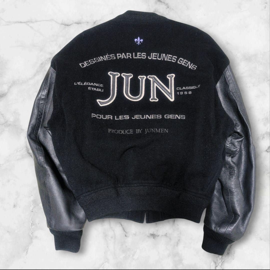 JUN MENジュンメンスタジャン裏地キルティングウール牛革刺繍M