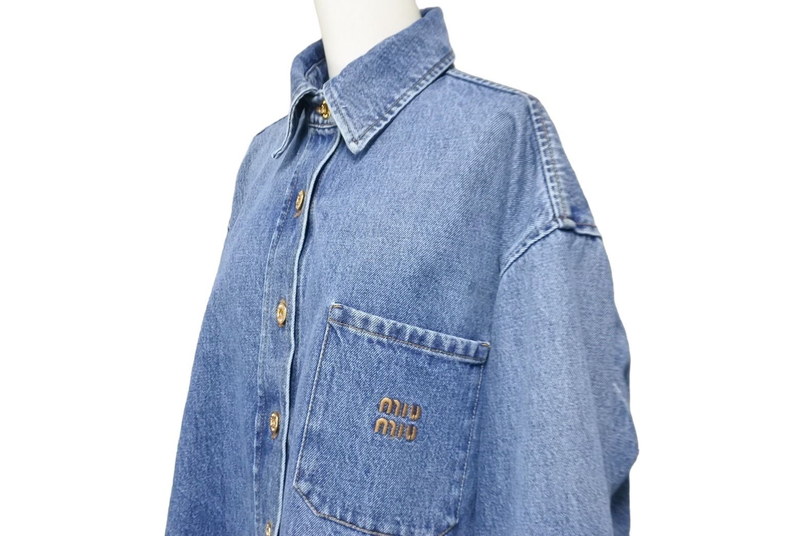極美品 MIUMIU ミュウミュウ デニム ブルゾン ジャケット ブルー 現行