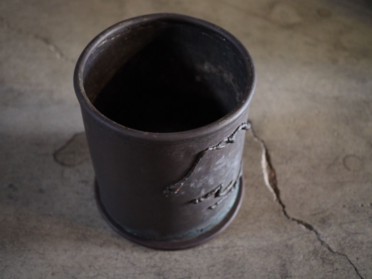 銅製の重量ある丸火鉢 大正～昭和初期 古録展 送料無料 品番H1496