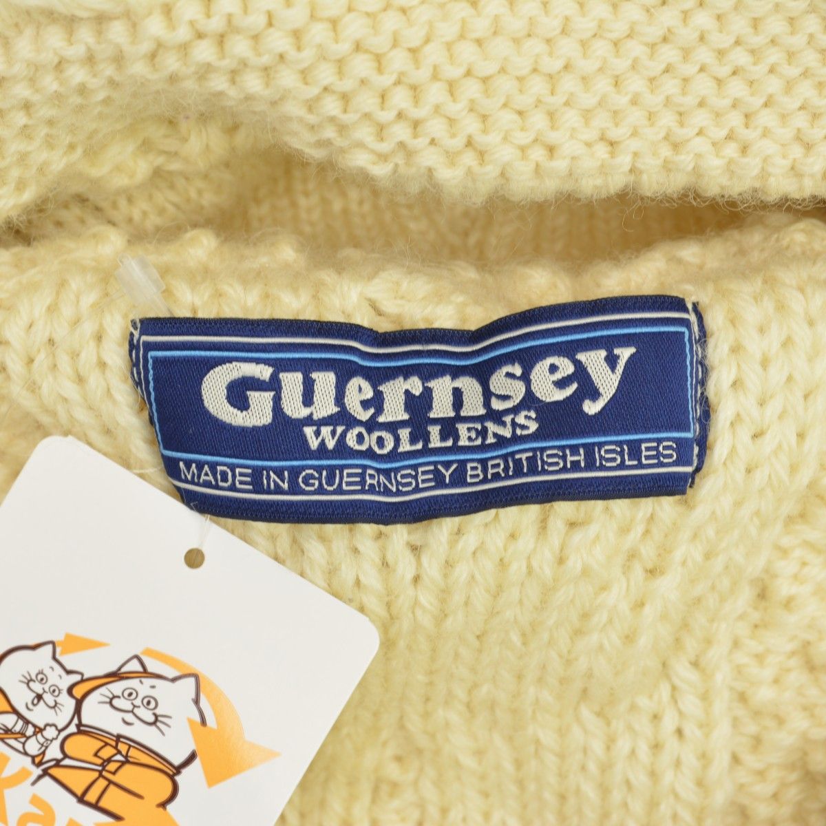 GUERNSEYWOOLLENS】ケーブル アラン ローゲージ タートルネック長袖 